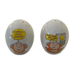 Vintage 2.5" ZIGGY Egg-Shaped SALT & PEPPER SHAKERS - Sunny Side Up & Good Egg